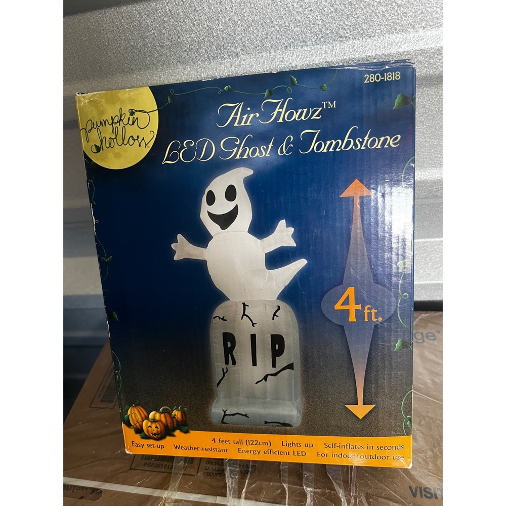 Pumpkin Hollow Air Flowz 4ft LED Ghost & Tombstone Halloween Inflatable 280-1818
